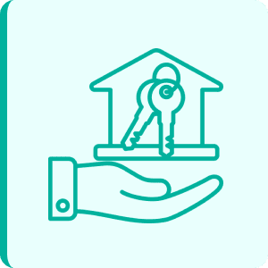 Hand holding house keys icon